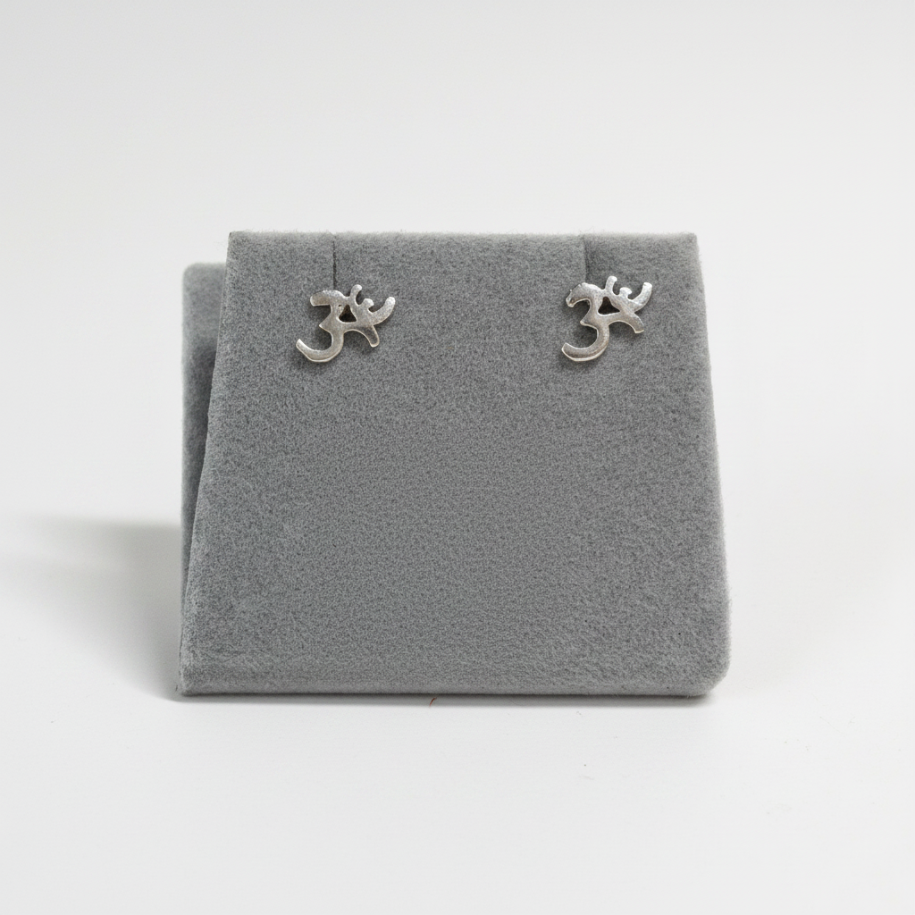925 Sterling Silver OM Stud Earrings-Hand Picked Imports