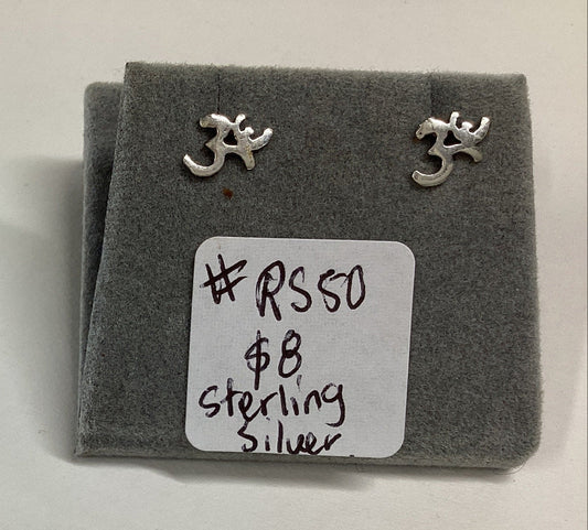 925 Sterling Silver OM Stud Earrings-Hand Picked Imports