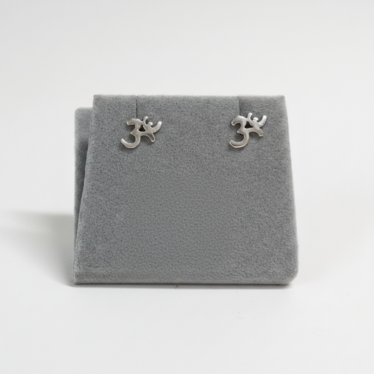 925 Sterling Silver OM Stud Earrings-Hand Picked Imports