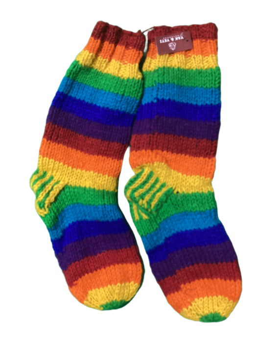 Adult Woolen Rainbow Festival BoHo Unisex Hippie Socks Hand Crafted in Nepal-Hand Picked Imports