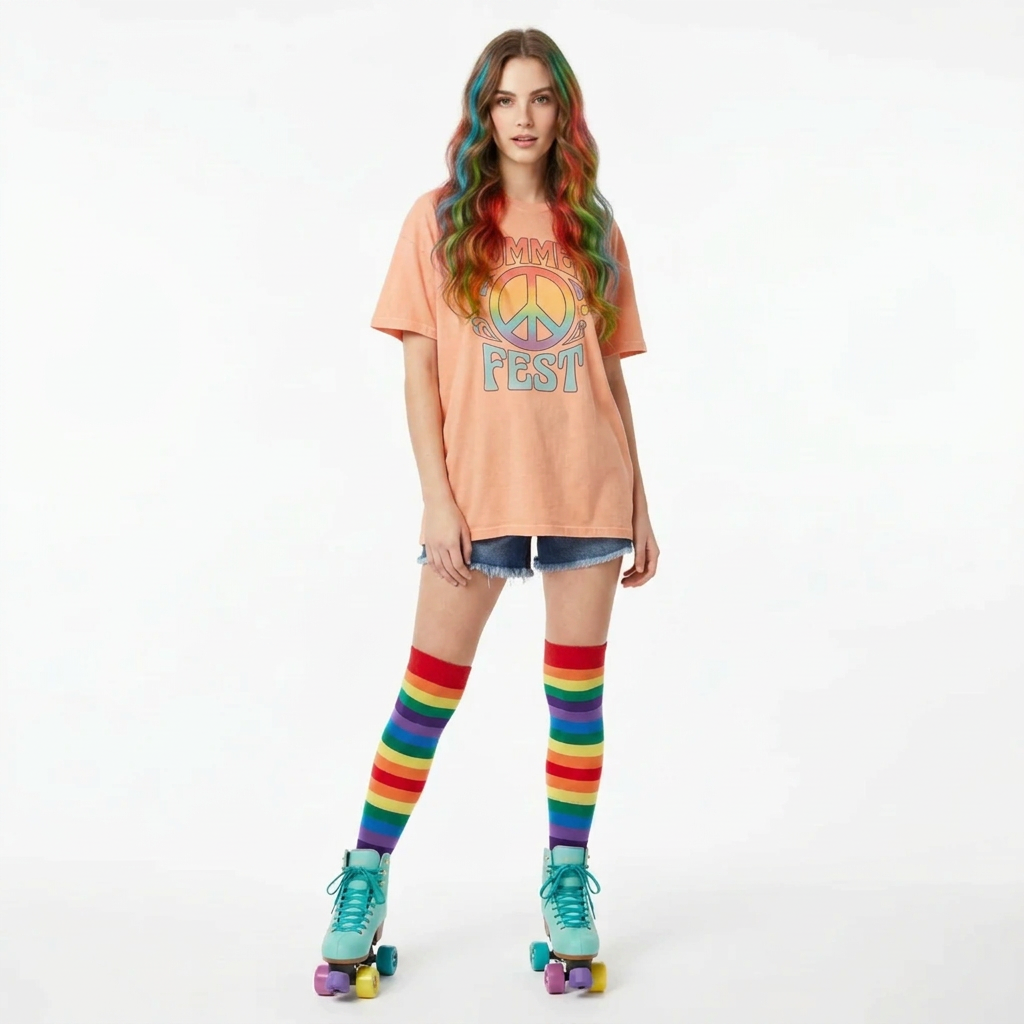 Adult Rainbow Knee-High Festival Socks-Hand Picked Imports