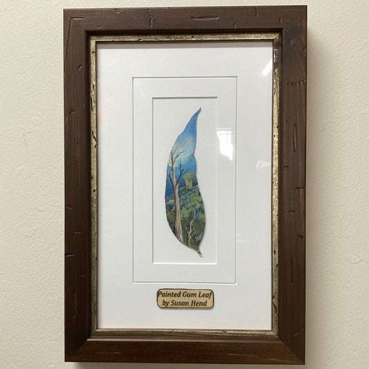 Mountain Scene – Framed Gum Leaf Art by Susan Hend Russell-Hand Picked Imports
