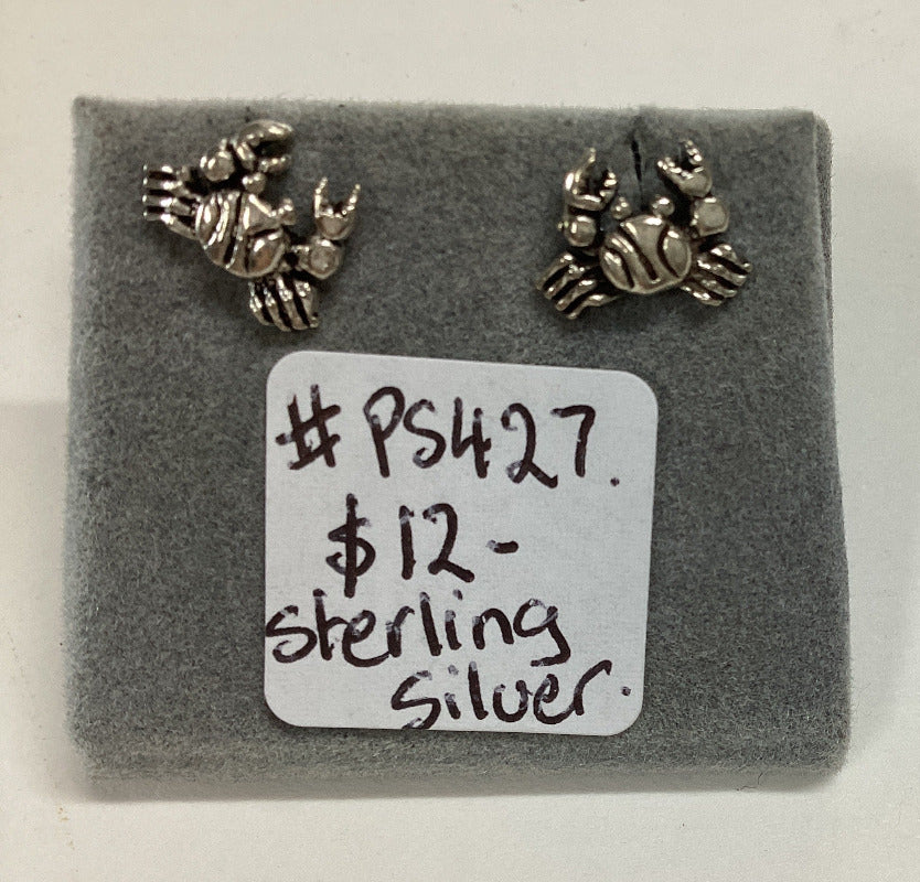 925 Sterling Silver Crab Stud Earrings-Hand Picked Imports