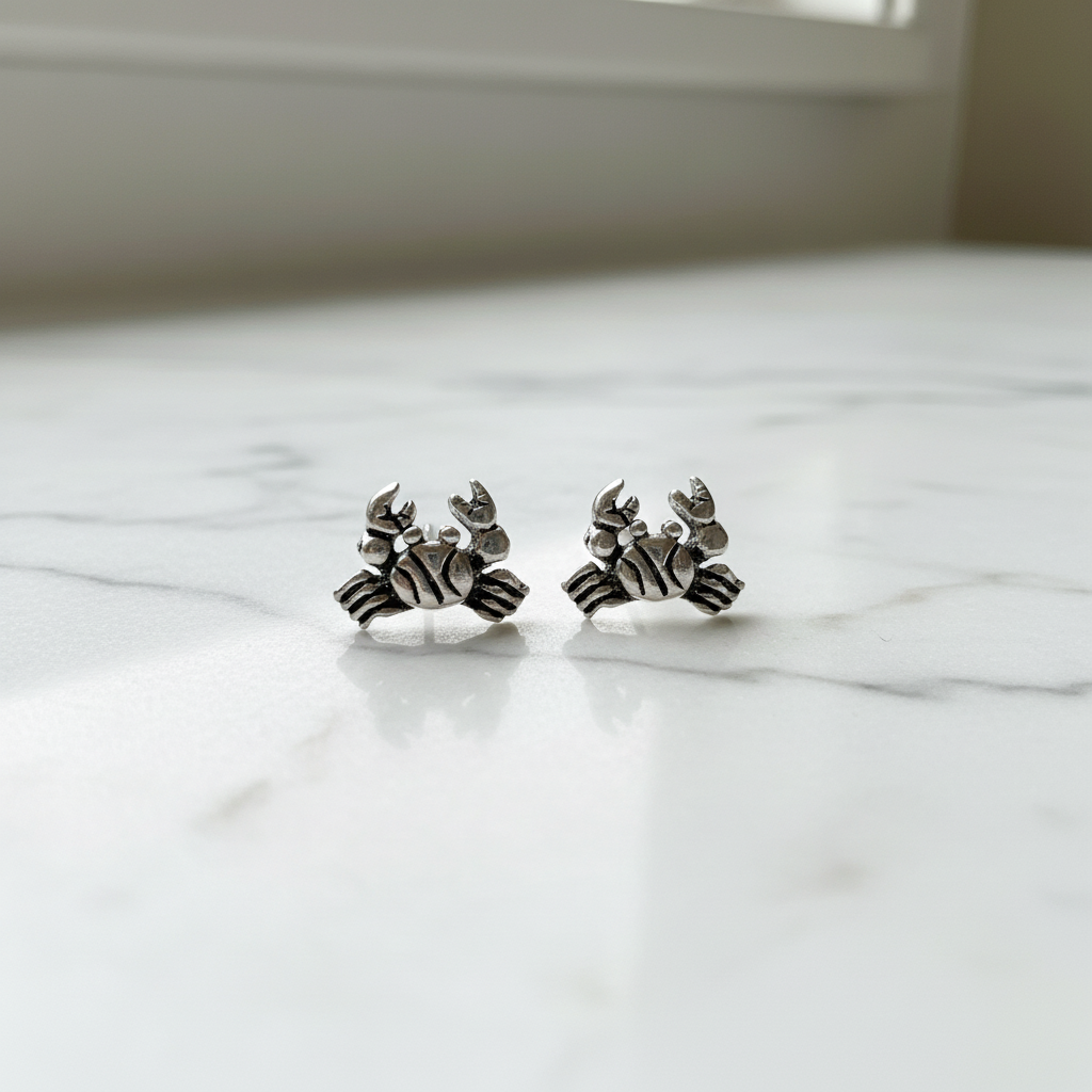 925 Sterling Silver Crab Stud Earrings-Hand Picked Imports
