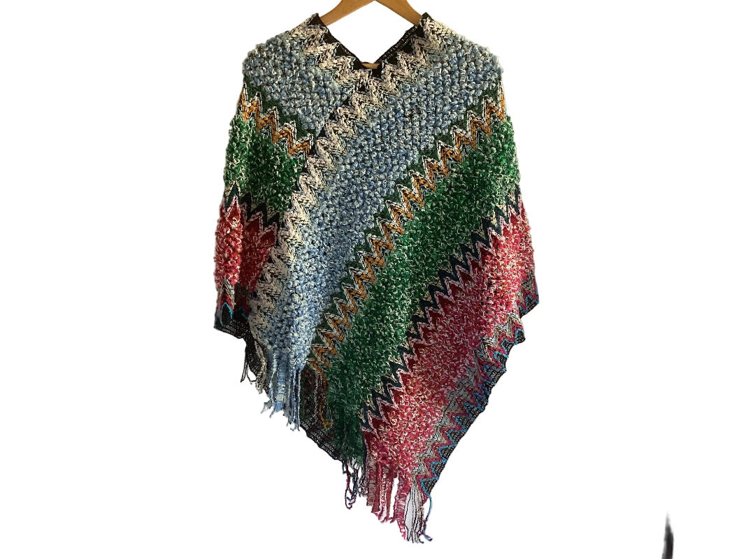 Ladies Zig Zag Diamond Ponchos Free Size-Hand Picked Imports