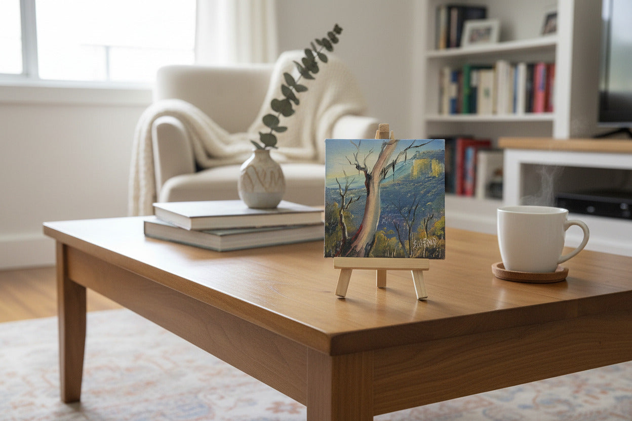 Miniature Oil Paintings on Canvases with Easel By Susan Hend Russell Size 10x10cm-Hand Picked Imports