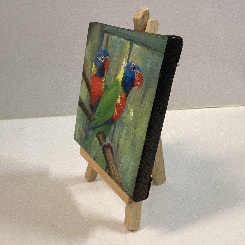 Original Lorikeets Oil Painting on Canvas by Susan Hend Russell