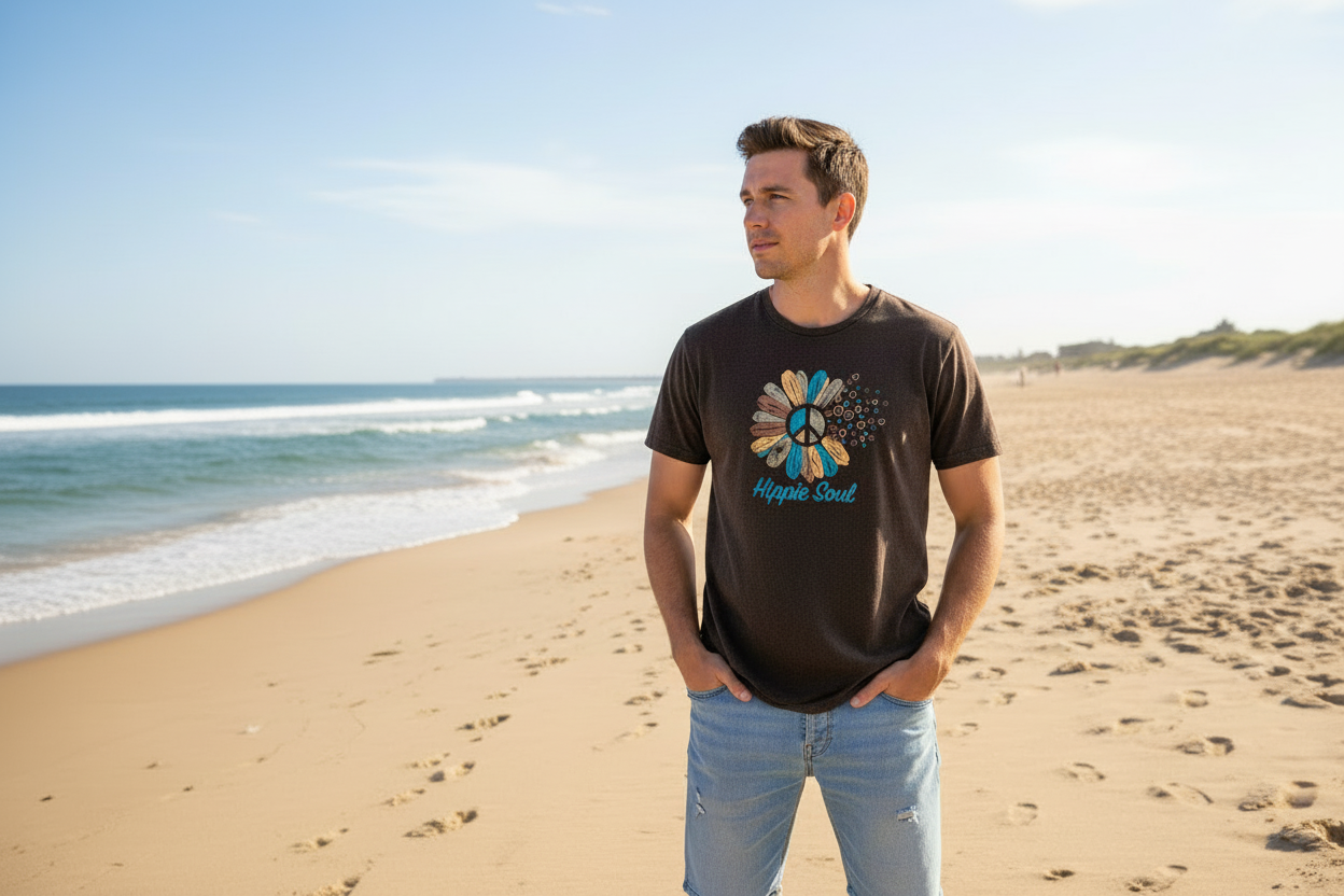 2XL or XL Hippie Soul Design Men's/Unisex Cotton T-Shirt-Hand Picked Imports