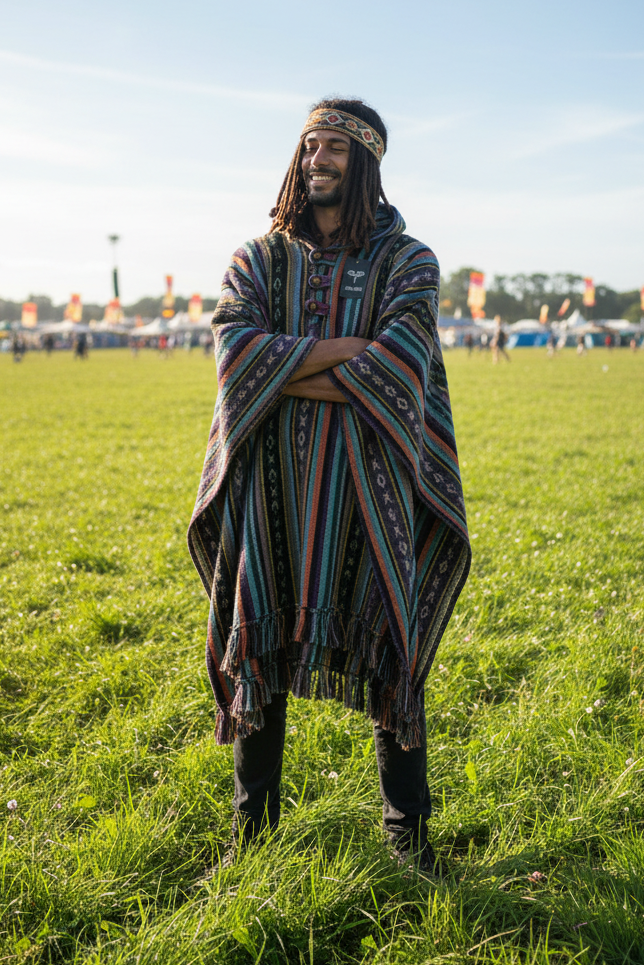 Unisex Winter Brushed Cotton Poncho Free Size Made in Nepal-Hand Picked Imports