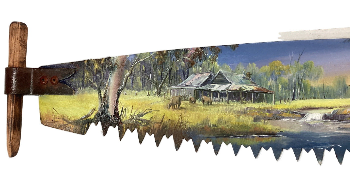 Hand Painted Miniature Crosscut Saws By Artist Susan Hend Russell-Hand Picked Imports