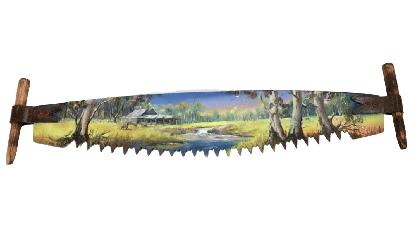 Hand Painted Miniature Crosscut Saws By Artist Susan Hend Russell-Hand Picked Imports