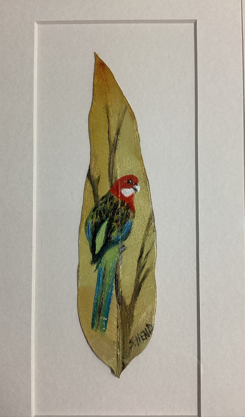 "Rosella" Hand Painted Gum Leaf By Artist Sue Hend Russell-Hand Picked Imports