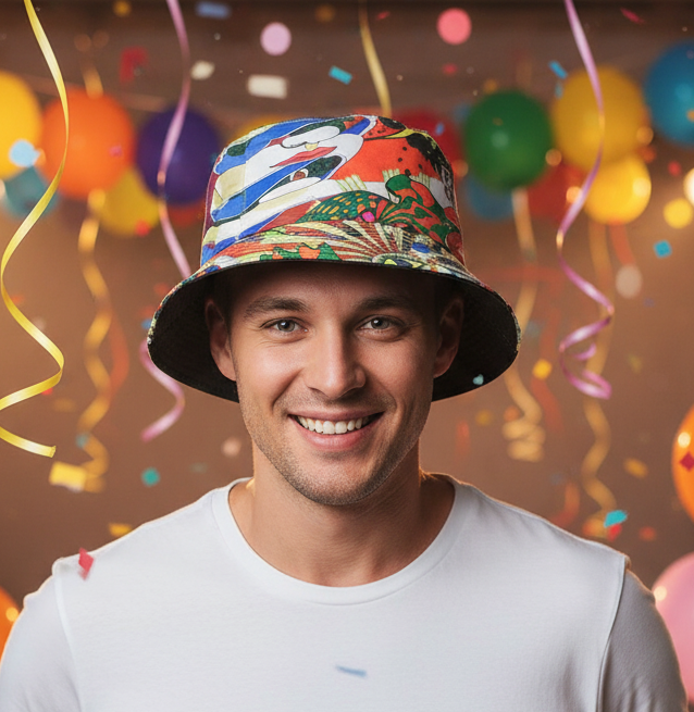 Funky Unisex Reversible Cotton Printed Trippy Festival Bucket Hat-Hand Picked Imports