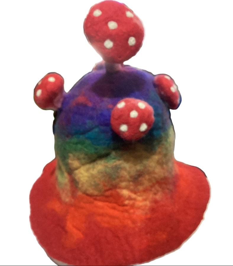 Colourfull Adult Mushroom Felt Hat Handmade in Nepal-Hand Picked Imports