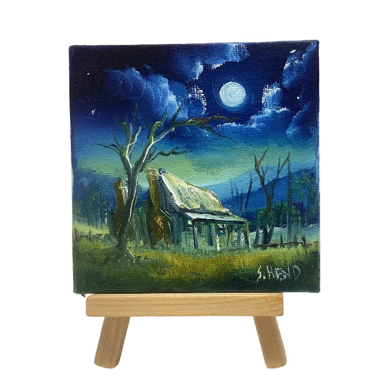Miniature Oil Paintings on Canvases with Easel By Susan Hend Russell Size 10x10cm-Hand Picked Imports