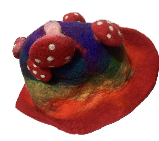 Colourfull Adult Mushroom Felt Hat Handmade in Nepal-Hand Picked Imports
