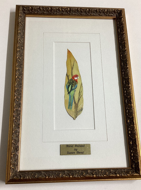 "Rosella" Hand Painted Gum Leaf By Artist Sue Hend Russell-Hand Picked Imports