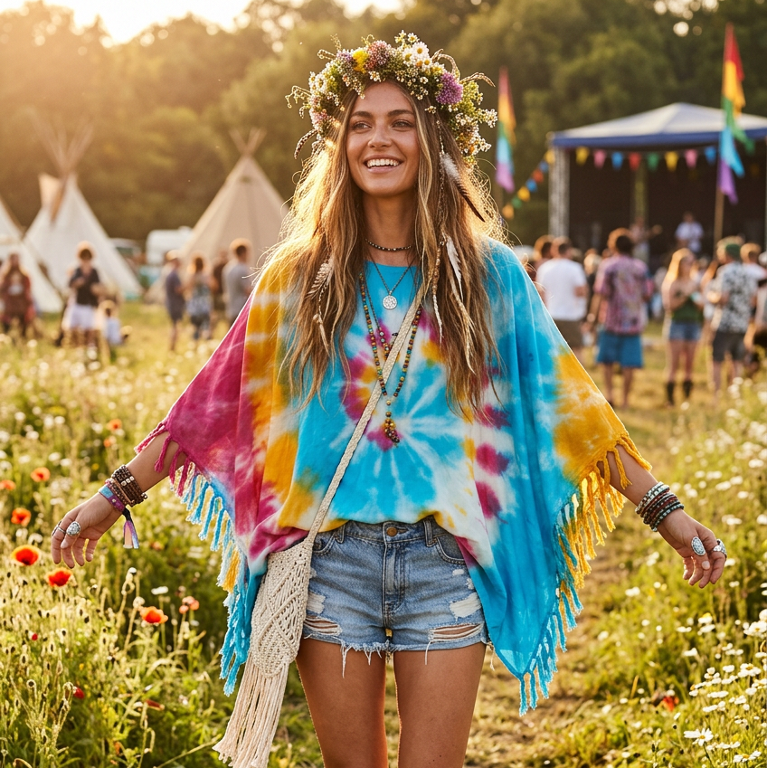 Rayon Tie-Dye Kaftan | Free Size-Hand Picked Imports