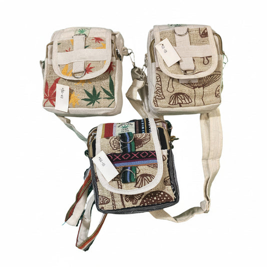 Unisex Festival Hemp Passport Bag Made In Nepal 17cm X 23cm-Hand Picked Imports
