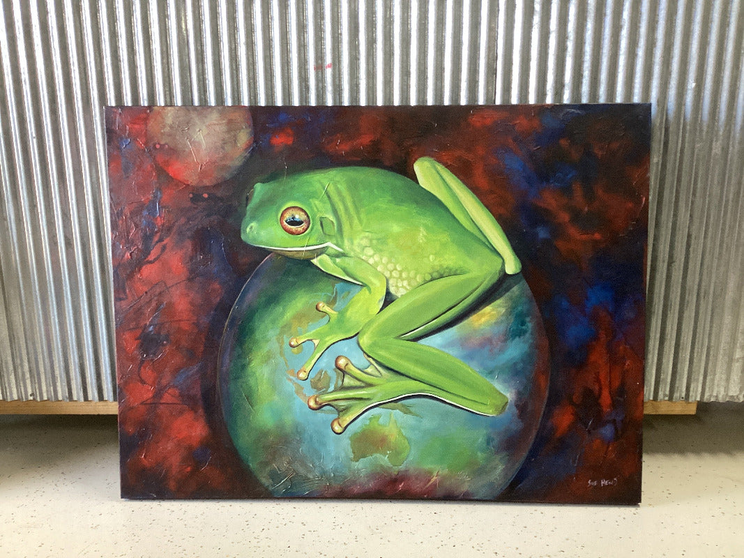 Grip on the World White-Lipped Green Tree Frog Canvas-Hand Picked Imports