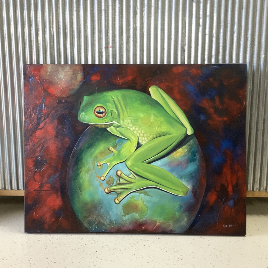 Grip on the World White-Lipped Green Tree Frog Canvas-Hand Picked Imports