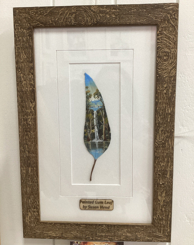 "Waterfall" Hand Painted Gum Leaf By Artist Sue Hend Russell-Hand Picked Imports