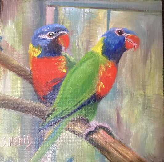 Miniature Oil Painting On Stretched Canvas 4 X 4 inches By Sue Hend Russell-Hand Picked Imports