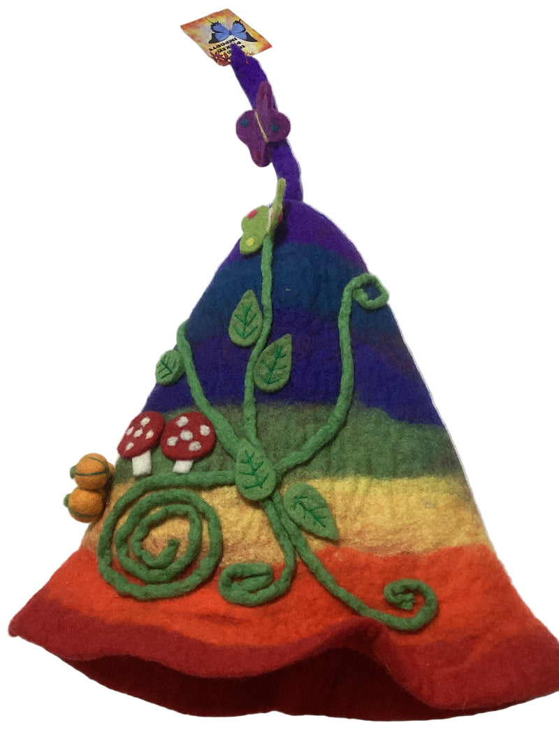 Colourfull Adult Mushroom Felt Hat Handmade in Nepal-Hand Picked Imports