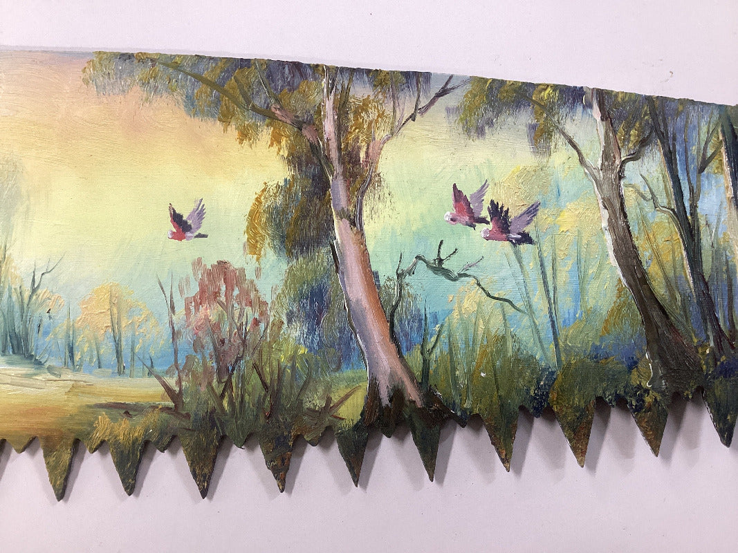 Hand Painted Miniature Crosscut Saws By Artist Susan Hend Russell-Hand Picked Imports