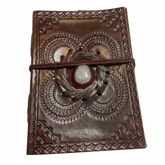 Small Leather Journal with Crystal and Handmade Paper from India-Hand Picked Imports