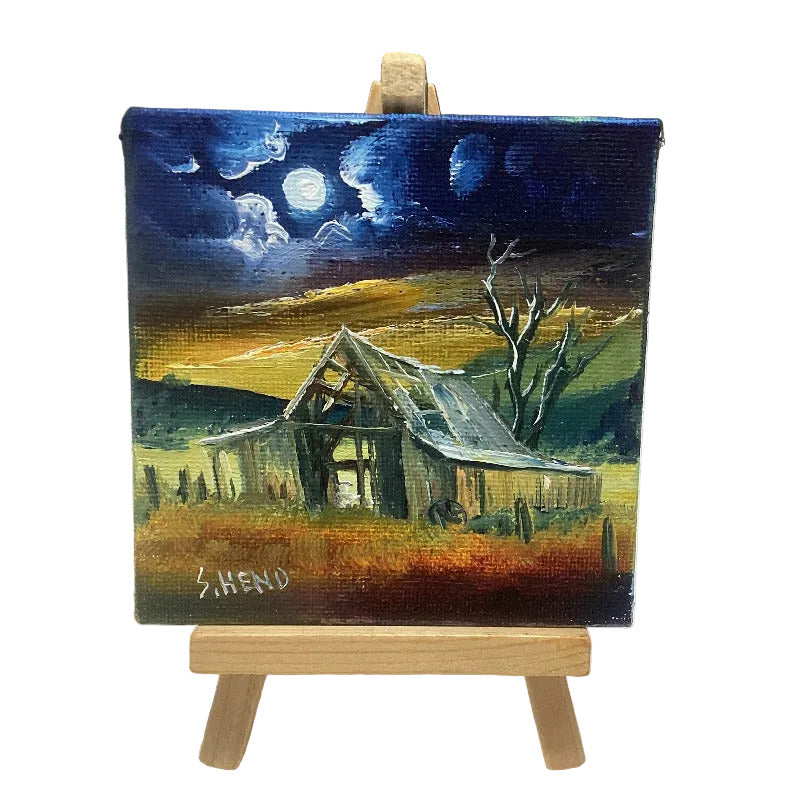 Miniature Oil Paintings on Canvases with Easel By Susan Hend Russell Size 10x10cm-Hand Picked Imports