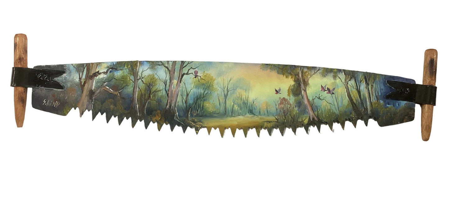 Hand Painted Miniature Crosscut Saws By Artist Susan Hend Russell-Hand Picked Imports