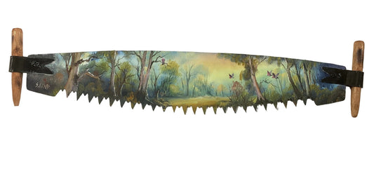 Hand Painted Miniature Crosscut Saws By Artist Susan Hend Russell-Hand Picked Imports