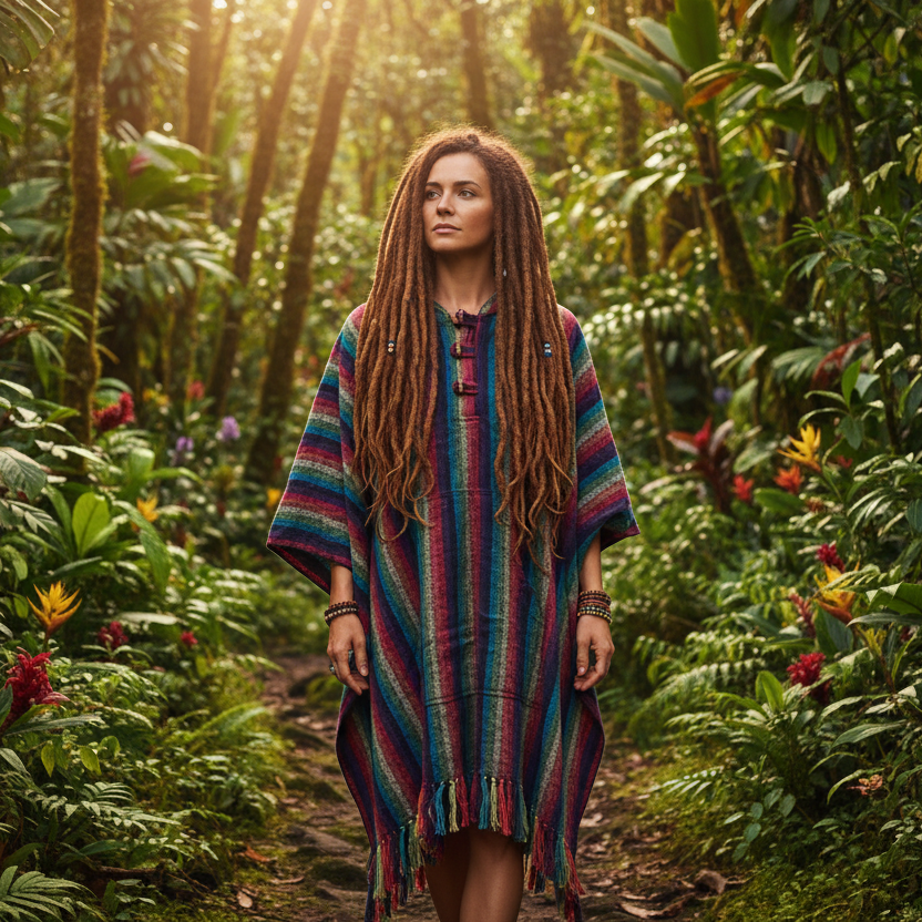 Unisex Rainbow Poncho Free Size Made in Nepal-Hand Picked Imports