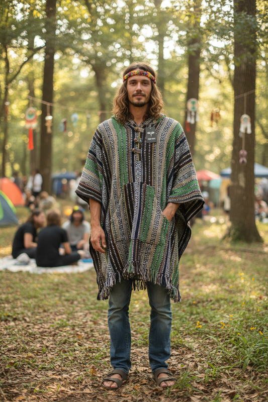 Unisex Winter Brushed Cotton Ponchos Free Size Made in Nepal-Hand Picked Imports