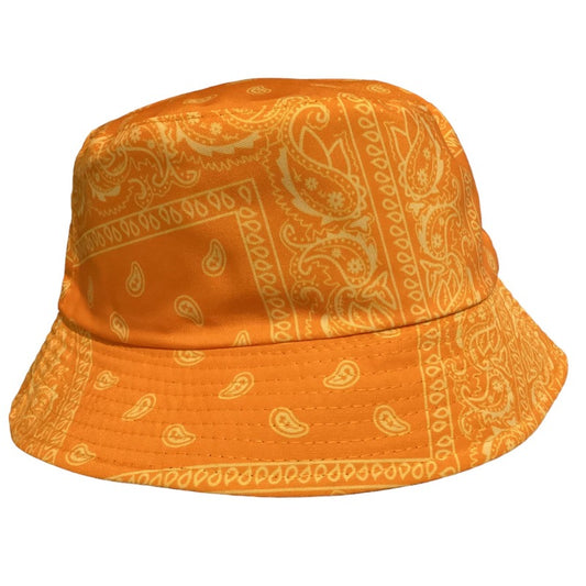 Funky Unisex Reversible Orange Paisley Printed Festival Party Bucket Hat-Hand Picked Imports