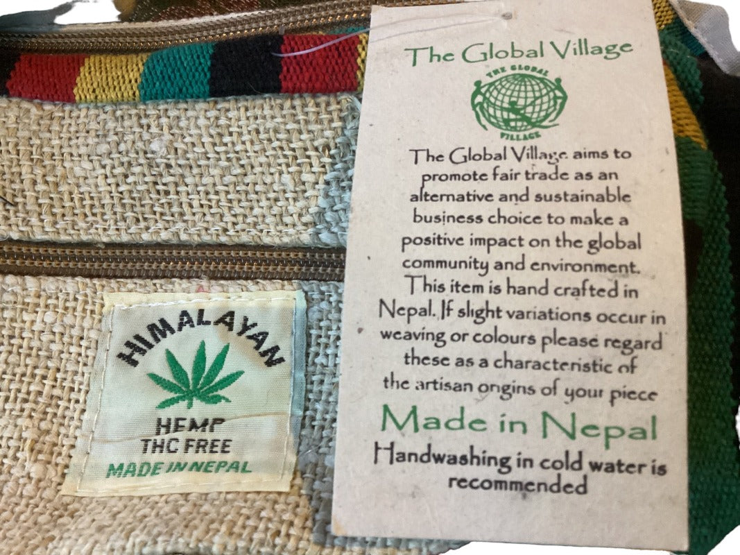 Rasta Unisex/Ladies/Men's Hemp Festival Hiking Bum Bag /Money Belt made in Nepal-Hand Picked Imports