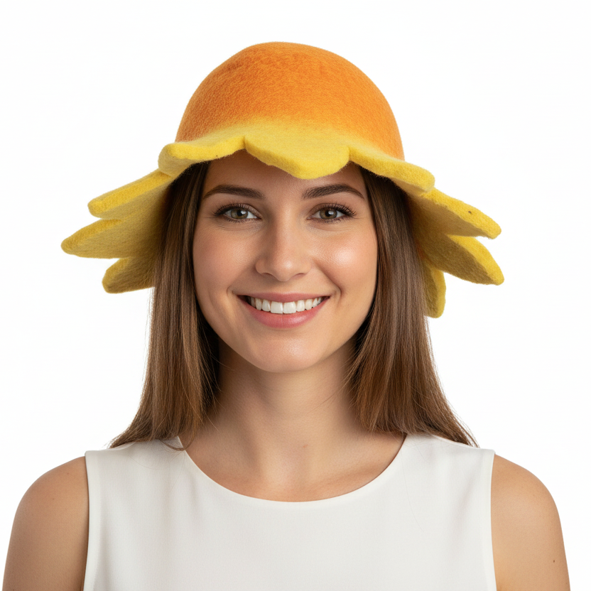 Adult Sun Flower Felt Hat Handmade in Nepal-Hand Picked Imports