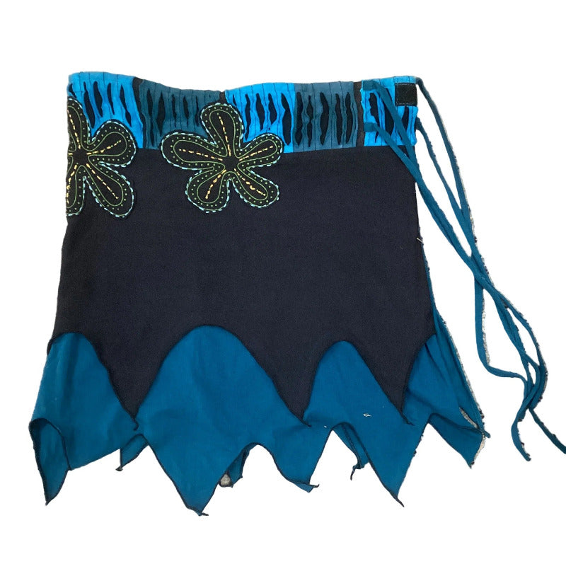 Ladies Cotton Black & Blue Pixie skirt-Hand Picked Imports