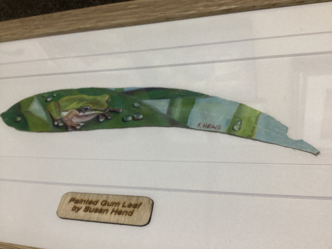 Frog Hand Painted on Gum Leaf by Artist Sue Hend Russell-Hand Picked Imports