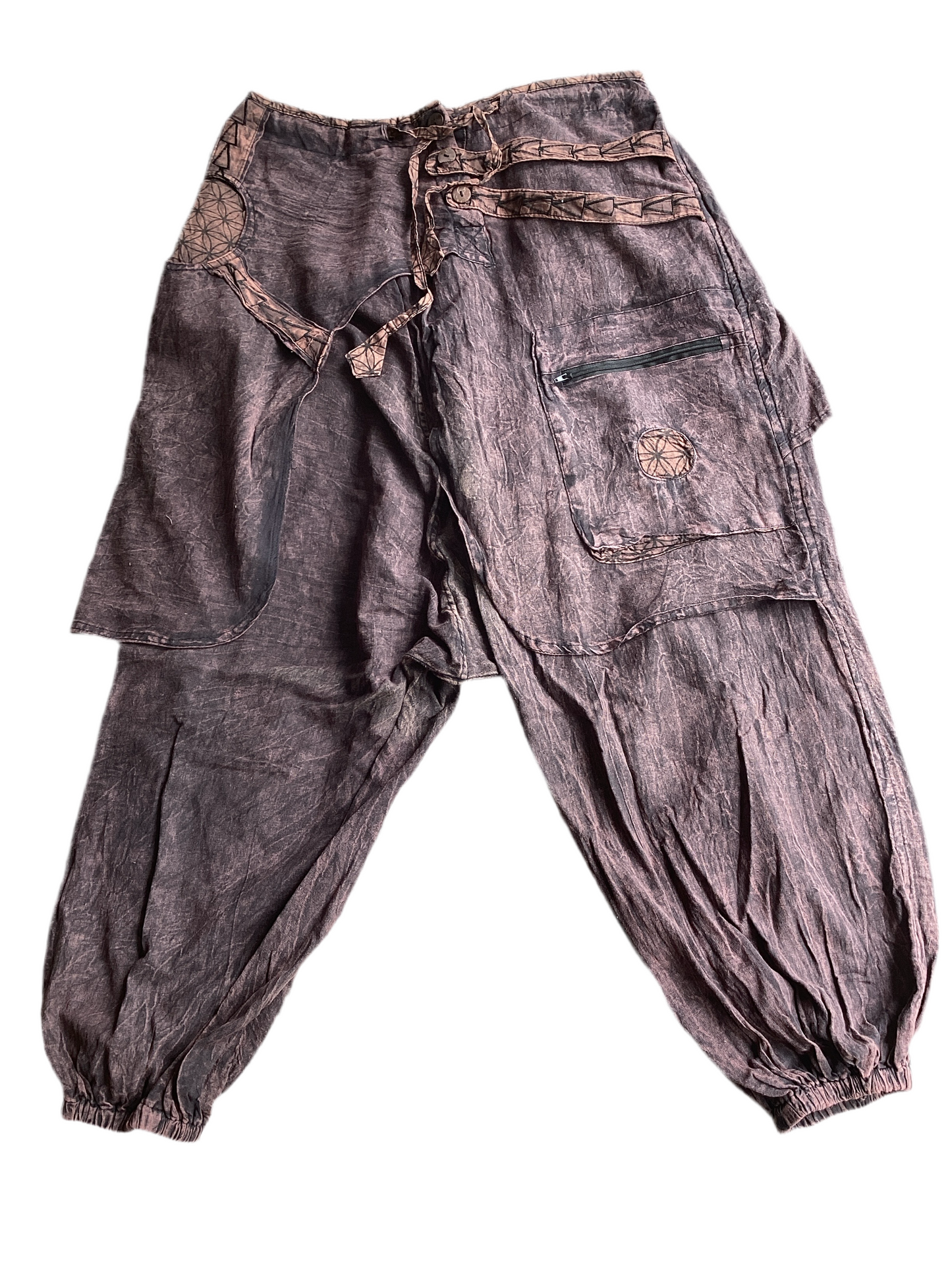 Stonewashed Unisex Aladdin Festival Hippie Pants Four Colours-Hand Picked Imports