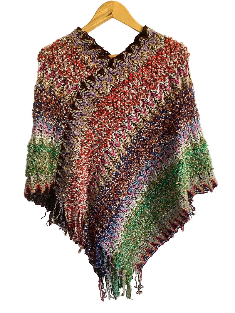 Ladies Zig Zag Diamond Ponchos Free Size-Hand Picked Imports