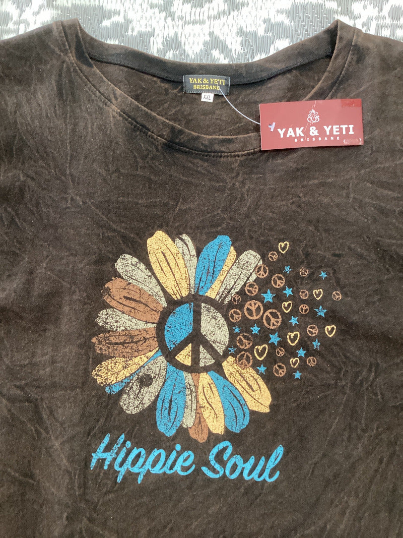 2XL or XL Hippie Soul Design Men's/Unisex Cotton T-Shirt-Hand Picked Imports