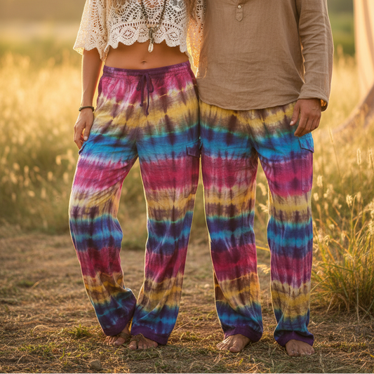 Unisex Tie-Dyed Colourful Cargo Pants Size Medium-Hand Picked Imports