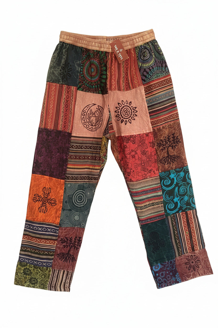 Men's/ Unisex Thick Cotton Winter Patchwork Hippie Pants From Nepal Size XXL-Hand Picked Imports