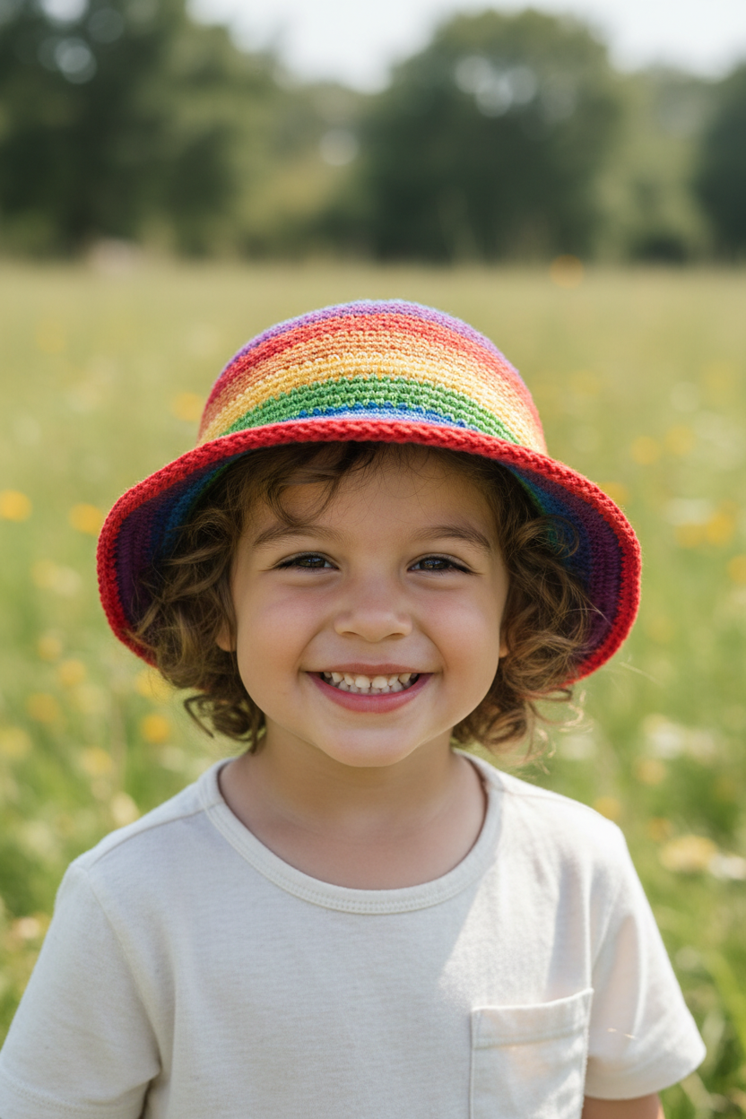Kids Bright Rainbow Festival Unisex Hat Size Kids 1-5 years