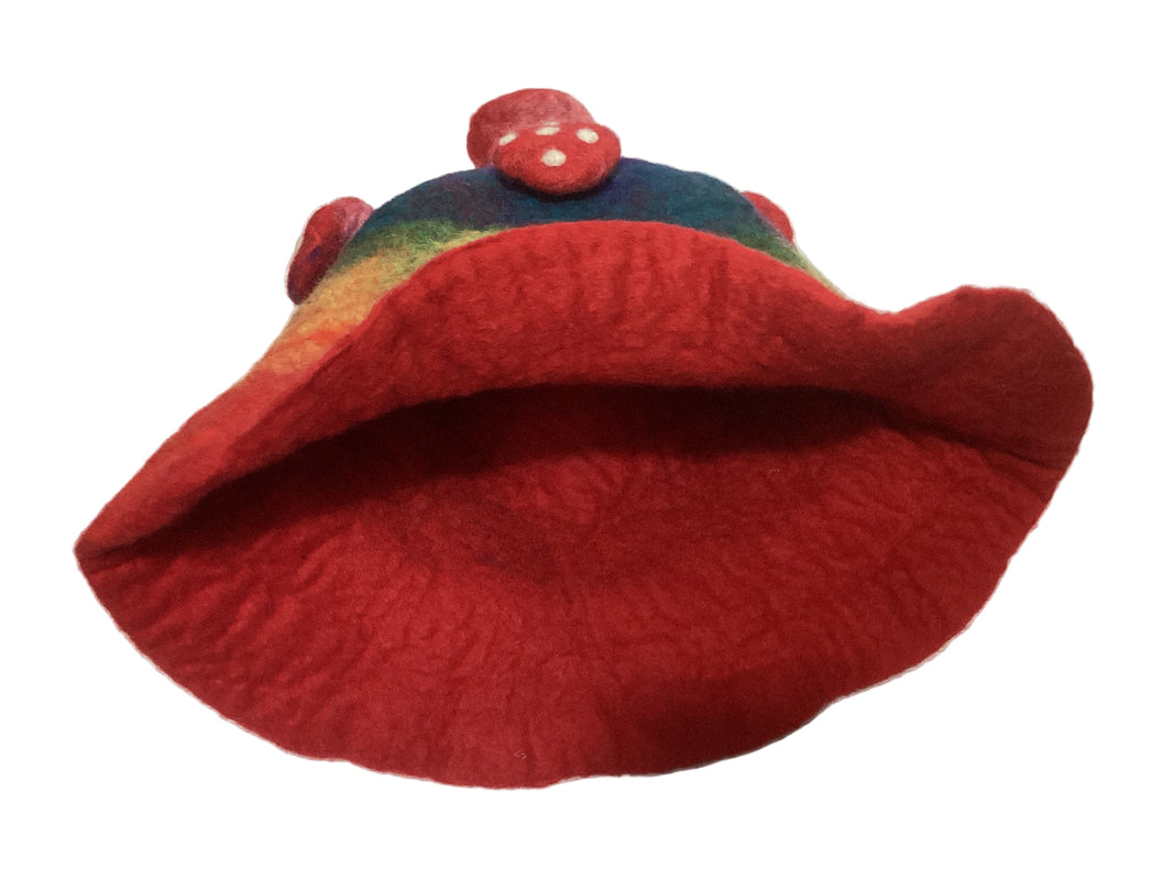 Colourfull Adult Mushroom Felt Hat Handmade in Nepal-Hand Picked Imports