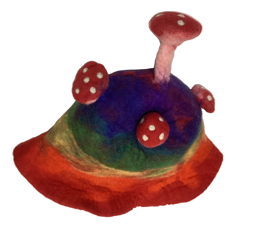 Colourfull Adult Mushroom Felt Hat Handmade in Nepal-Hand Picked Imports