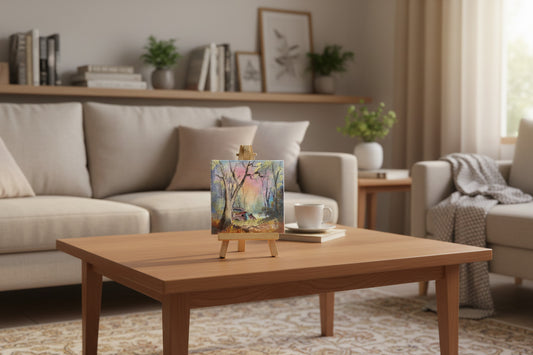 Miniature Oil Paintings on Canvases with Easel By Susan Hend Russell Size 10x10cm-Hand Picked Imports