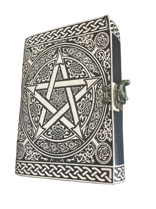 Handmade Leather Bound Medium Antique Pentagram Journal - 13cm x 18cm x 4cm-Hand Picked Imports